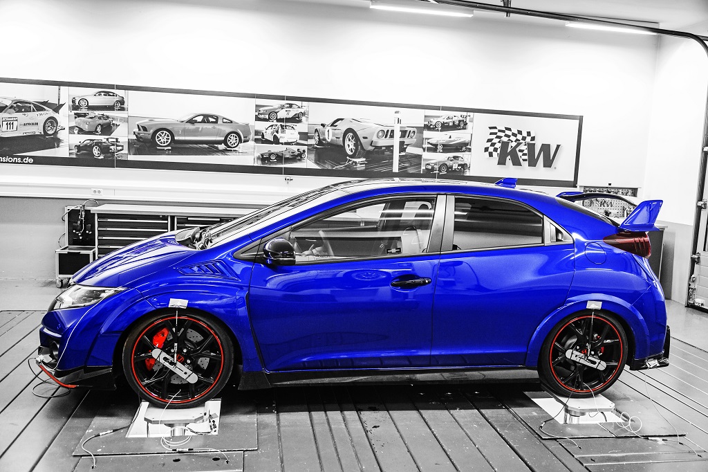 KW coilovers in a Honda Civic Type R tested on the KW 7-post rig